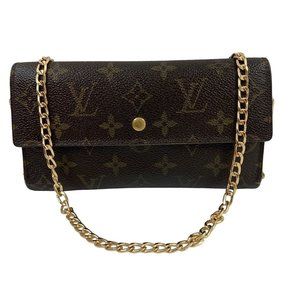 Auth MB0062 Louis Vuitton Porte-Tresor International Wallet Brown Monogram